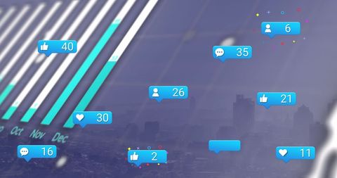 Social Media Analytics Over City Landscape - Download Free Stock Images Pikwizard.com