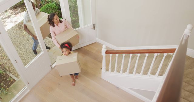 Happy Family Moving Into New Home - Download Free Stock Images Pikwizard.com