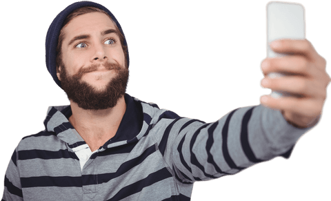 hipster with knit beanie taking dynamic selfie transparent background - Download Free Stock Videos Pikwizard.com