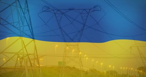 Ukraine Flag Overlay Sparkling Energy Infrastructure Concepts - Download Free Stock Images Pikwizard.com