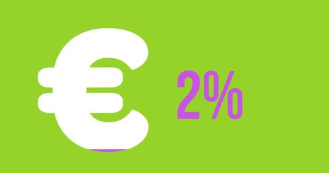 Euro Symbol with Percent Increment on Lime Background