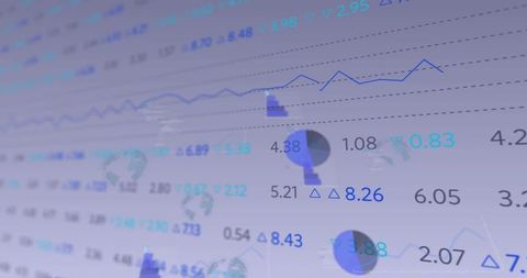 Financial dashboard displaying data trends with line charts, pie charts and analytics