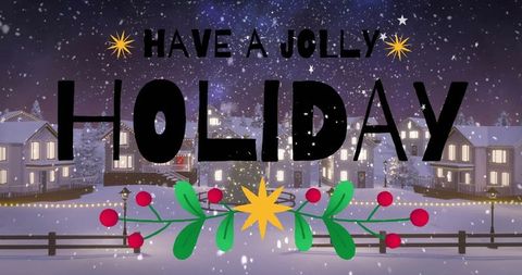 Festive Night Winter Wonderland with Holiday Greetings