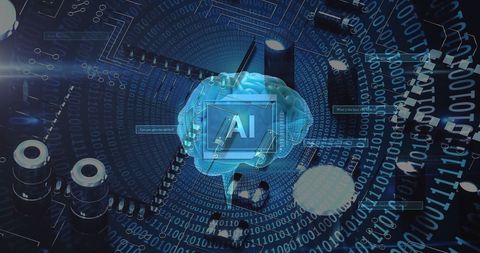 Artificial intelligence brain with digital data concept