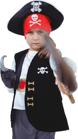 determined child dressed as pirate wielding sword on white background transparent - Download Free Stock Videos Pikwizard.com