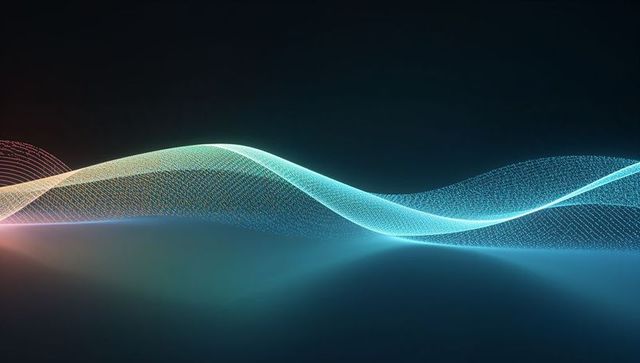 Abstract Luminous Particle Wave in Futuristic Gradient Fog