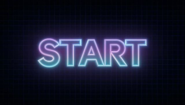 Glowing Neon Start Sign with Futuristic Cyberpunk Design