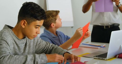 Teenage Students Engaged in Creative Classroom Activity - Download Free Stock Images Pikwizard.com