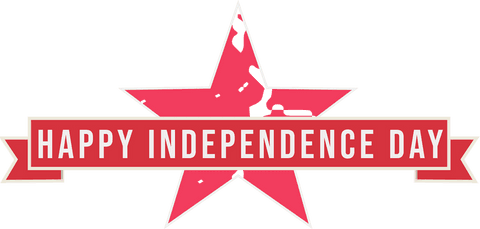 Transparent independence day star and ribbon emblem