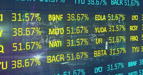 Futuristic Stock Market Display with Financial Data Analysis