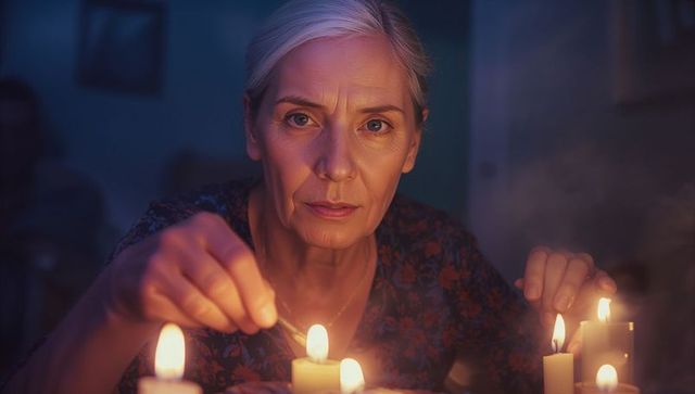 Woman Lighting Candles Creating Cozy Ambience with Pure Elements of Serenity