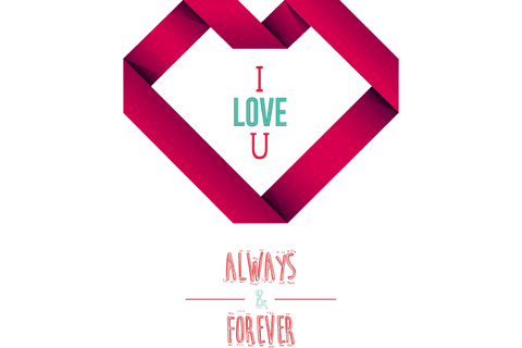 Pink heart and valentine's day sentiment on transparent background