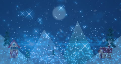 Winter Wonderland with Snowflakes and Winter Scenery