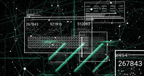 Animated Digital Data Processing with Futuristic Graphics