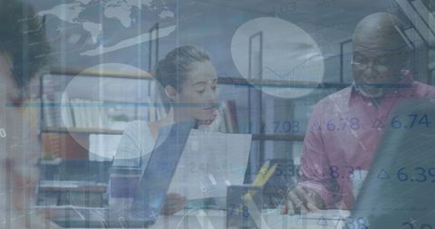 Business Team Collaborating Over Data with Transparent Analytics - Download Free Stock Images Pikwizard.com