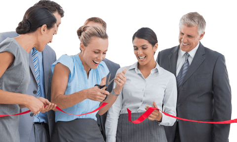 cheerful business team celebrating with ribbon cutting event transparent - Download Free Stock Videos Pikwizard.com