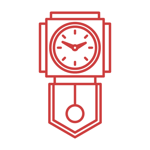 red wall clock with pendulum on transparent background - Download Free Stock Videos Pikwizard.com