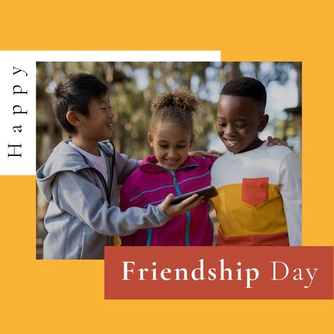 Happy Friendship Day Celebrating with Friends Outdoors