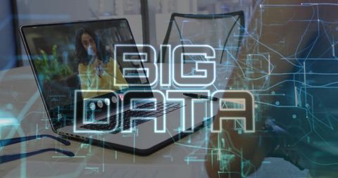 Projecting big data visualization over laptop during remote collaboration and meeting