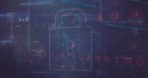 Futuristic Digital Lock and Data Analysis Interface