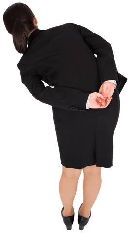 Transparent Back View of Asian Businesswoman Leaning Forward