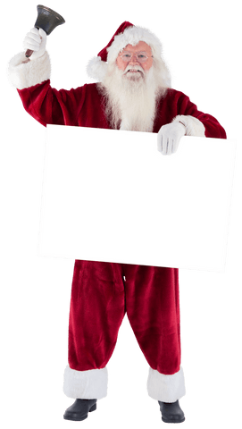 smiling santa holds blank sign and rings bell transparent - Download Free Stock Videos Pikwizard.com