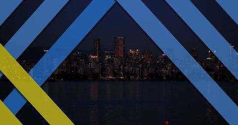 Abstract Layers Over Urban Skyline at Night - Download Free Stock Images Pikwizard.com