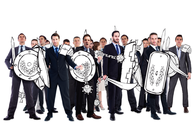 Caucasian Business People Holding Ancient Weapons on Transparent Background - Download Free Stock Videos Pikwizard.com