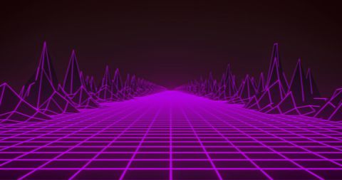 Retro Futuristic Neon Grid with Virtual Mountains - Download Free Stock Images Pikwizard.com