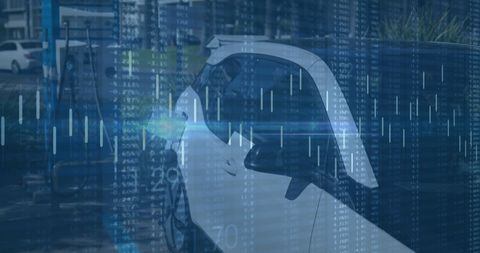 Electric car charging station with data overlay