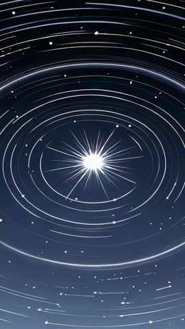 Vertical cosmic loop: Opening central starburst pulsing, rotating concentric rings