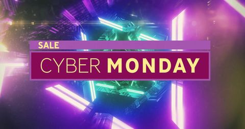 Vibrant Cyber Monday Sale Art Featuring Neon Geometric Patterns