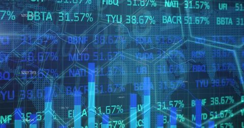 Futuristic financial data dashboard with global trends