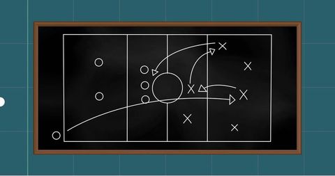 Handball Strategy Diagram Drawn on Chalkboard