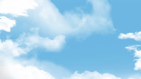 Digital Animation of Shapes Over Blue Sky and Clouds