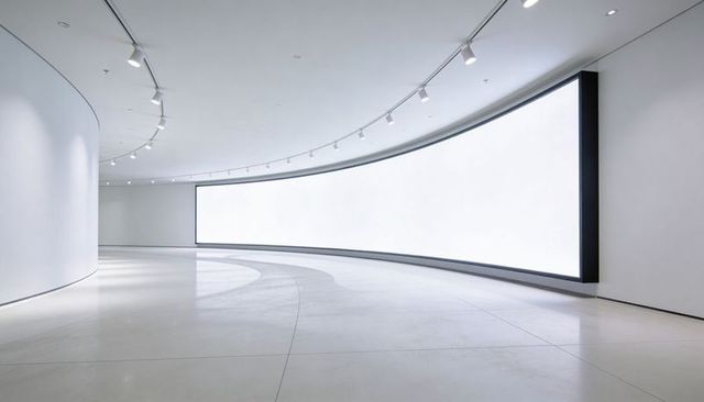 Curved Illuminated Lightbox in Minimalist Gallery for Branding and Advertising Mockups