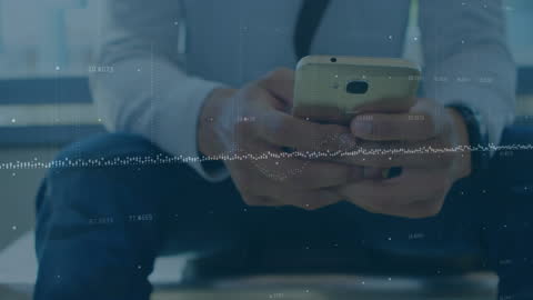 Businessman Analyzing Data On Smartphone With Abstract Graph