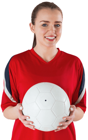 transparent young woman holding soccer ball smiling confidently - Download Free Stock Videos Pikwizard.com