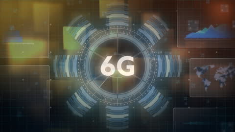 Futuristic 6G Technology Interface Background with Data Visualization