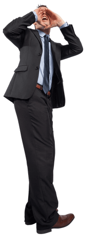 Businessman on Transparent Background Shouting Enthusiastically