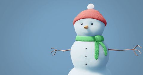 Cheerful Snowman with Hat and Scarf on Clear Winter Day - Download Free Stock Images Pikwizard.com