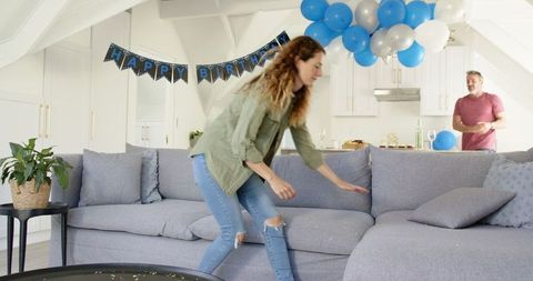 Joyful Birthday Celebration in Modern Living Room