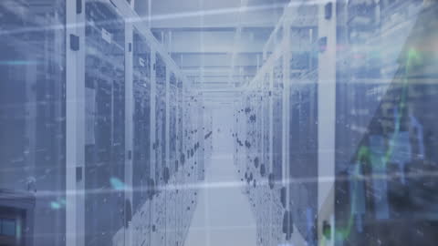 Data Management Metaphor in Array of Stylized Server Racks