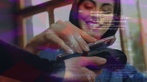 Contactless Payment with Digital Data Overlay Illustrating Technology Innovation