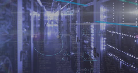 Futuristic Data Calculations in High-Tech Server Room