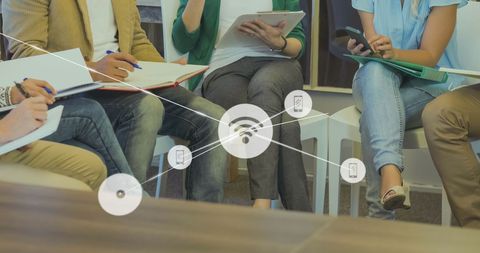 Collaborative Business Meeting with Digital Connectivity Concepts