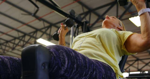 Woman Exercising on Chest Press Machine at Gym - Download Free Stock Images Pikwizard.com