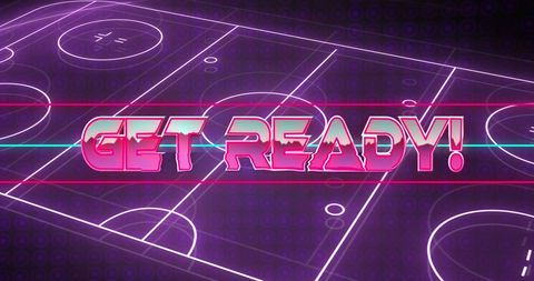 Neon get ready text over virtual sports design