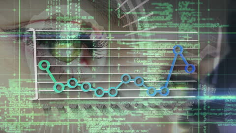 Caucasian Woman's Eye with Data Interface Elements