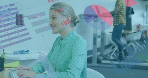 Business Analytics and Global Finance Visualization in Modern Office